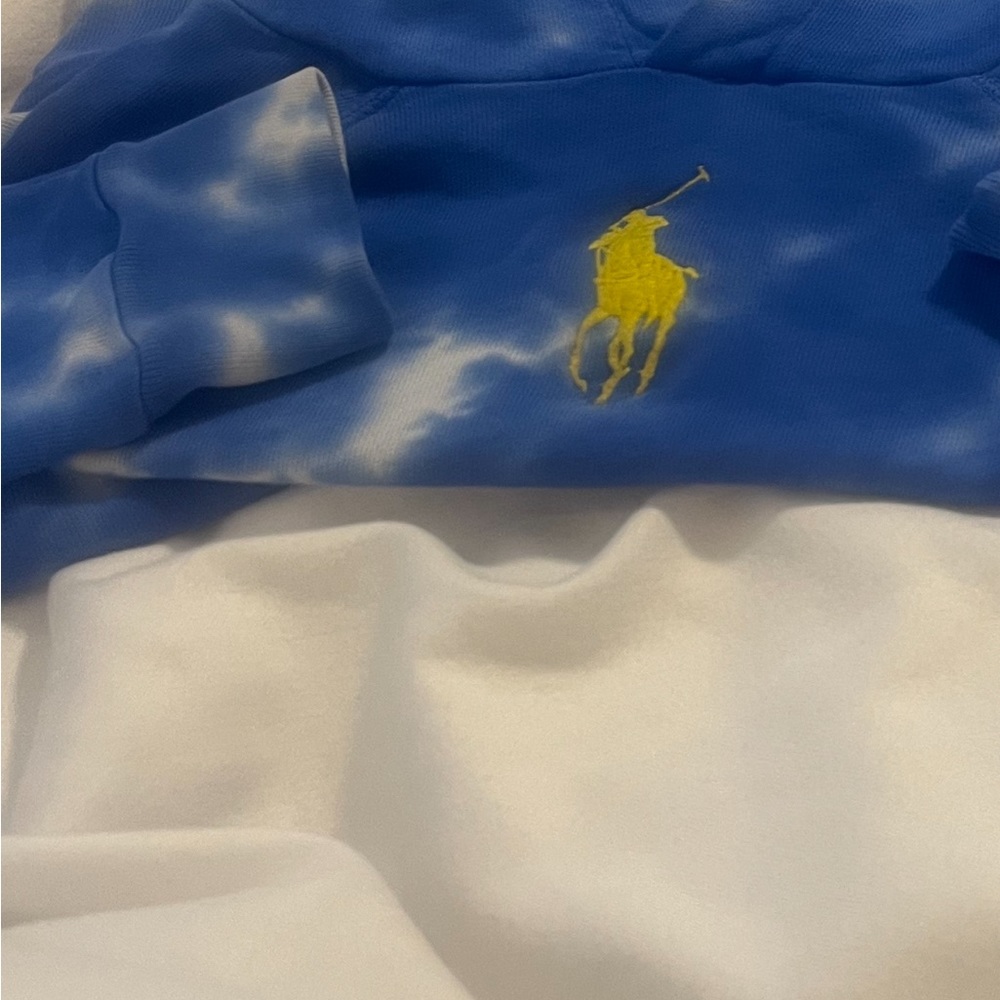 Polo Ralph Lauren royal blue tie  dye hoodie with large yellow  pony  3T